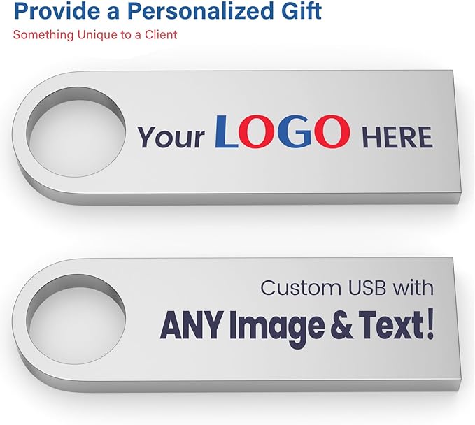 Customizable Flash Drives 8GB, Wooolken Personalized USB 2.0 Thumb Drives 10/20/50/100 Pack, Logo Pendrive Custom Memory Stick USB Engraved Logo (Metal)