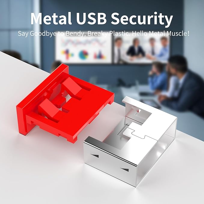24PCS USB Metal Port Lock Blocker with 2 Keys - Secure USB-A Port Protector for PC/Laptop, Anti-Theft Data Security Lock, Dust & Moisture Proof Cover, Removable Type-A Connector Red