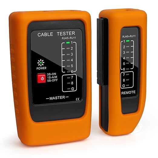 Network Cable Tester and Ethernet Tester with POE Detection, 300m Remote RJ45 Tester for Cat5/Cat6 Cable, Automatically Checks Continuity, Open, Short, Crossover (Battery Not Included)