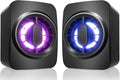 Computer Speakers,RGB PC Speakers, USB Powered 3.5mm Aux Speaker for Desktop, PC, Laptop, Tablet - Small Computer Speakers | Clear Sound & 7-Color Dynamic Lighting