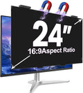 Magnetic 24 Inch Privacy Screen for Computer Monitor 16:9 Aspect Ratio, Hanging Removable Anti-Blue/Glare Protector Film, Anti Spy Desktop Security Private Filter 24in