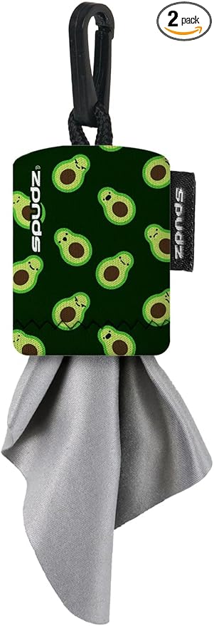 SPUDZ Ultra Microfiber Lens Cleaner – Closable Pouch, Clip-On, Washable – for Optics, Scopes, Glasses | Avocado, 6 x 6 Inch (2-Pack)
