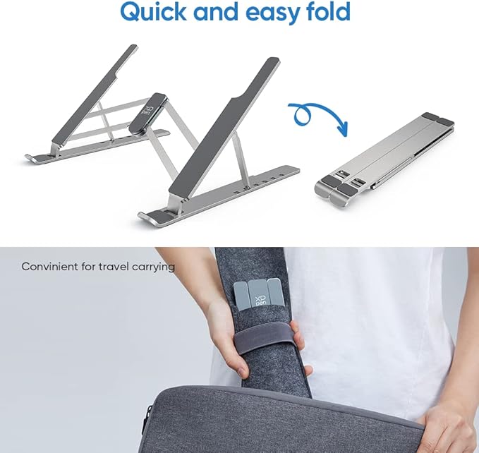 XPPen Drawing Tablet Stand for Desk,Silver Portable Holder for Graphics Tablet&Pen Display, Aluminum Computer Riser Compatible with 10 to 15.6 Inch Laptops and Drawing Tablets,Portable and Adjustable
