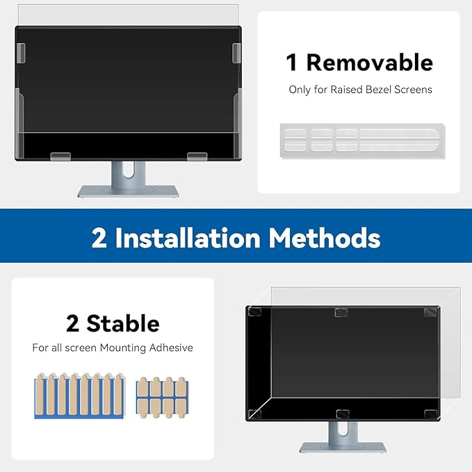 IPROKKO [2-Pack] 28 Inch Computer Privacy Screen Filter for 16:9 Widescreen Monitor, Removable 28in Anti Blue Light Glare Privacy Shield, Anti Spy Security Protector for Hp Dell Asus Acer Samsung