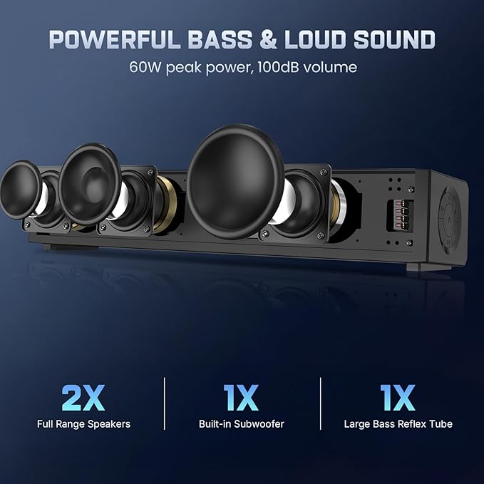 Wohome 2.1 Computer Speakers for Desktop PC, Bluetooth 5.3 PC Sound Bar with 7 RGB Light Modes, DC Powered Laptop Gaming Speakers with 3.5mm AUX-in/USB Connected for Projector, Tablet