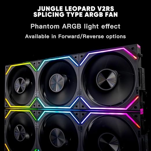 Jungle Leopard Interstellar V2 RS 120mm Case Fan Infinity Mirror Module Daisy-Chain ARGB Fan Triple Pack Suitable PC Cooling Fans 360mm AIO Cooler(Black-3Pack)