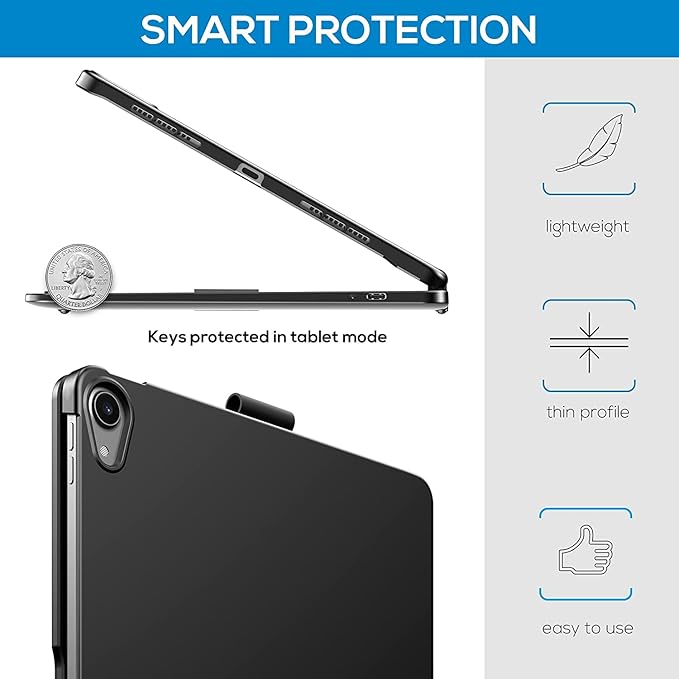 Keyboard Case for iPad 10.2 9th/8th/7th Gen, Rotating Case for iPad9/iPad8/iPad7 with Backlits Touchpad Keyboard-360° Rotatable Smart Cover with Pencil Holder, Silver