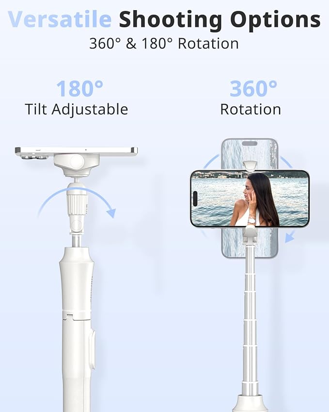 UBeesize 62'' Magnetic Selfie Stick Phone Tripod with Wireless Remote, Extendable Cell Phone Tripod Stand, Compatible with MagSafe, Cellphone Tripod for iPhone 15 14 13 12 and Android Phones White