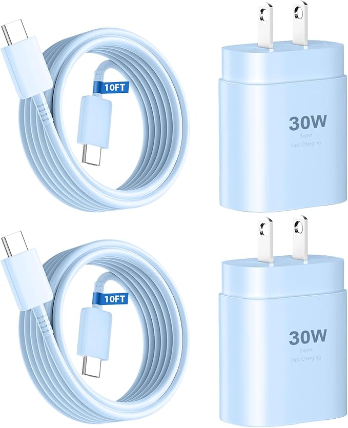 Phone 16 15 Pro Max Charger Fast Charging,30W USB C Phone 16 15 Fast Charger Block &10FT Long Type C Cable Cord for Phones 16 15/16 15 Pro Max/16 15 Pro/15 Plus/Pro 12.9/11 inch,Galaxy S24 Ultra,Blue
