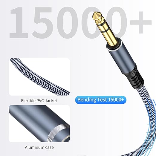 1/4 inch Extension Cable 20ft, 1/4" inch Male to Female Stereo Guitar Extension Cable