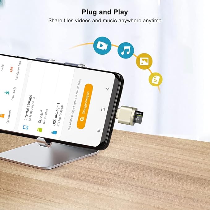 USB C Micro SD Card Reader (Pack of 2 Pcs), BorlterClamp Type C OTG TF Memory Card Reader Compatible with Laptop, MacBook, Tablet, Smartphone
