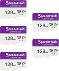 Micro SDXC Memory Card 128GB 5 Pack, Speederlash Camera Plus TF Card with Adapter, Up to 90MB/s Read Speed, 4K UHD&5K Video Support, U1, V30, A1 Rated, Waterproof, for Security Camera, Dashcam