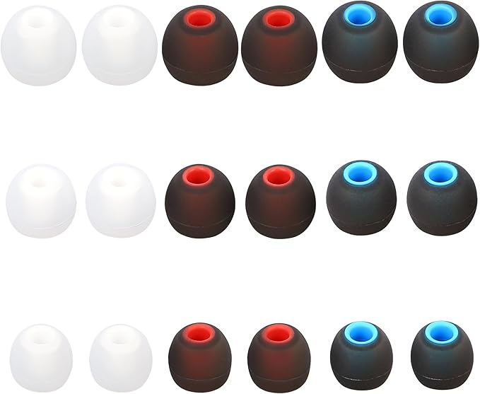 Replacement Earbud Covers - Silicone Ear Tips Fit Most In-Ear Earbuds (Inner Hole 3.8mm - 5.1mm) - 9 Pairs S M L