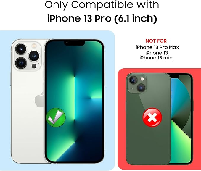 Magnetic for iPhone 13 Pro Case, Built-in Camera Lens Protector, Compatible with MagSafe, Logo View, Military Grade Protective Phone Cover, Black