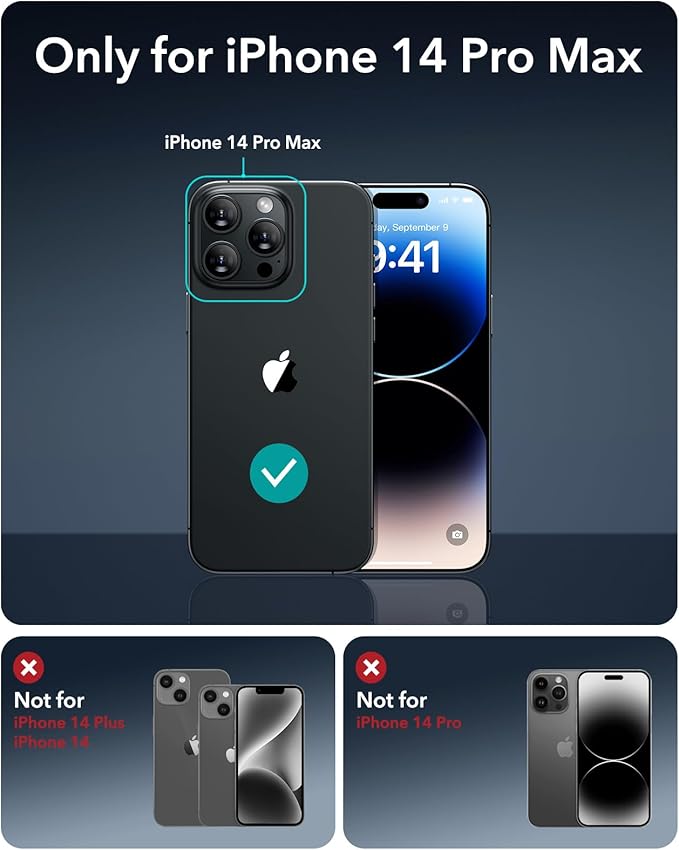 ESR 3 Pack for iPhone 14 Pro Max Screen Protector, [9H Hardness] [Military Grade Shatterproof] Tempered Glass Film with Flawless Fit Tray