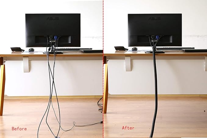 Alex Tech 10ft - 1 inch Cord Protector Wire Loom Tubing Cable Sleeve Split Sleeving For USB Cable Power Cord Audio Video Cable – Protect Cat From Chewing Cords - Black
