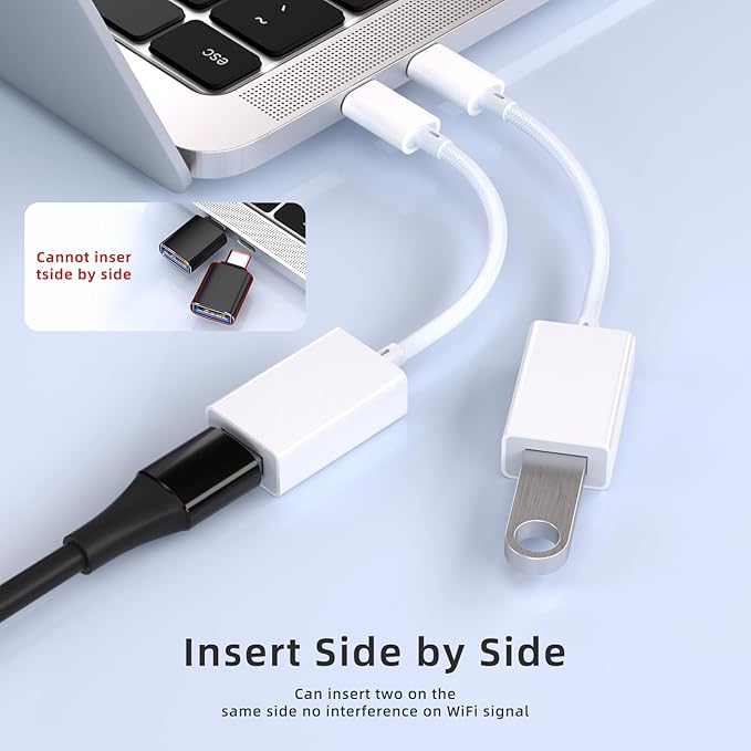 USB C to USB 3.0 Adapter 2 Pack, USB C Male to USB Female OTG Cable Thunderbolt3 to USB Adapter Compatible with MacBook Pro/Air, iPhone 16 Pro Max/16 Plus/16/15, Galaxy S24/S23/S22/S21
