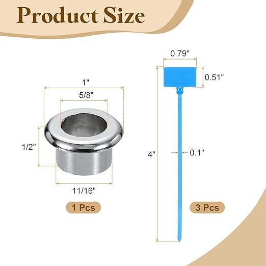 uxcell Desk Grommet, 11/16" (18mm) Zinc Alloy Cable Hole Cover Wire Cord Organizer with Marked Cable Ties for Home Office Desktop Wire, Silver Tone