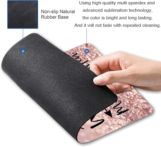 Mouse Pad, Inspirational Quote Premium-Textured Mouse Mat, Non-Slip Rubber Base Mousepad for Laptop, Computer & PC,9.5×7.9 in, Stay Positive Work Hard and Make It Happen Motivational