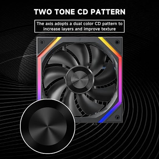 Jungle Leopard Galaxy 120mm PC Reverse Blade Case Fans, ARGB and PWM Cooling Fan PC, Axle Core Double Ring CD Pattern Module Computer Fans, Daisy-Chain 5V RGB Fan (Black 3 Pack)