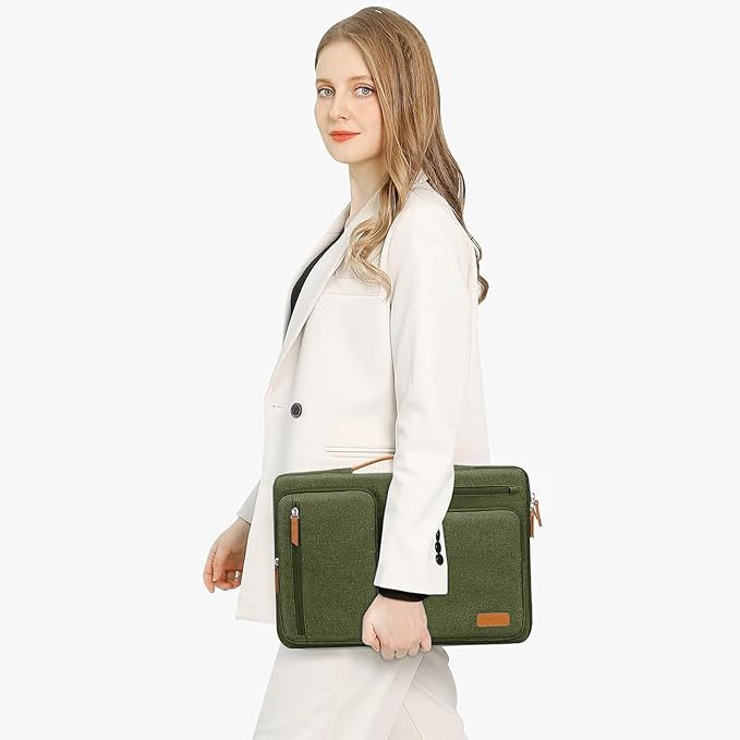 MOSISO 360 Protective Laptop Case 13 inch, 13 inch Laptop Sleeve Compatible with MacBook Air M4 M3 M2 M1 2025-2018/Pro M2 M1 2025-2016, Side Open Carrying Case with 4 Zipper Pockets&Handle,Olive Green