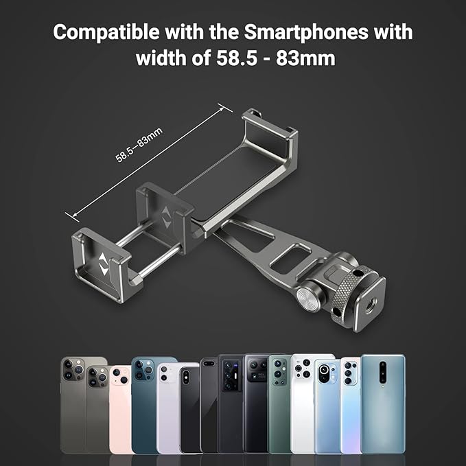 SmallRig Multifunctional Universal Cell Phone Mount Adapter, Phone Tripod Mount with Cold Shoe, Phone Holder for iPhone 16 15 14 13 12 11, Fits for Tripod Monopod Phone Cage Camera cage-3559