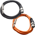 Seismic Audio - SATRXL-F6-2 Pack of 6 Foot 1/4 Inch TRS to XLR Female Patch Cables - Balanced - 6 Foot Patch Cord - Black and Orange