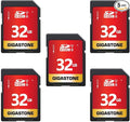 GIGASTONE 32GB SD Card 5 Pack UHS-I U1 Class 10 SDHC Memory Card Full HD Video Compatible with Canon Digital Camera, SPYPOINT TACTACAM Trail Camera, with 5 Mini Cases