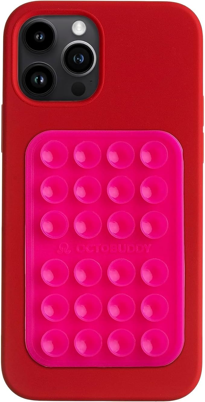 Classic - Silicone Suction Phone Case Adhesive Mount - Hands-Free, Strong Grip Holder for Selfies & Videos - iPhone & Android Compatible - 2.25″ x 3.25″, Hot Pink