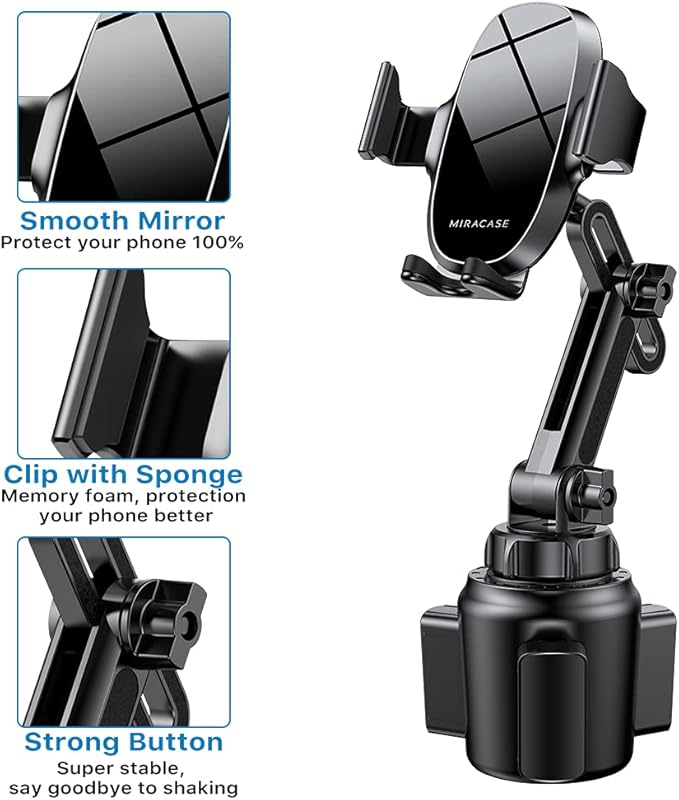 Miracase Cup Phone Holder for Car, [Upgraded Version] Adjustable Long Neck Car Cup Holder Phone Mount Cradle Friendly Compatible with iPhone Samsung Google and All Smartphones, Green