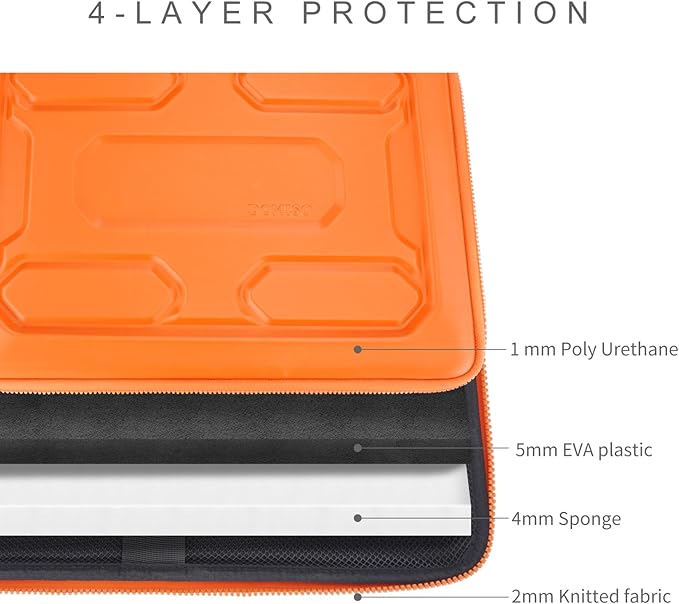 DOMISO 14 inch Laptop Sleeve with Handle Shockproof Computer Bag Waterproof EVA Protective Carrying Case for 14" ThinkPad E480/Yoga 920/13.5" Microsoft Surface Book/HP Pavilion 14 Stream 14, Orange
