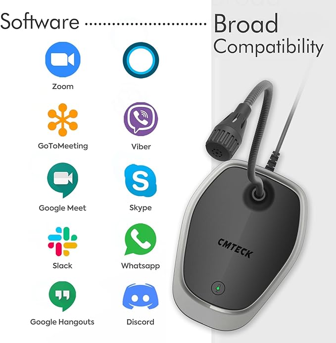 CMTECK USB Computer Microphone, Plug &Play Desktop Omnidirectional Condenser PC Laptop Mic, Mute Button with LED Indicator, Compatible with Windows/Mac, Ideal for YouTube, Skype, Recording (Gray)