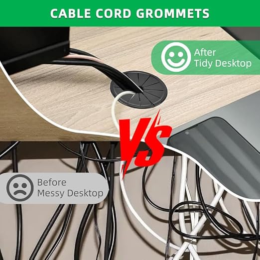 8PCS Cable Grommets, 2-3/16"(55mm) Desk Hole Cover Petal Shaped Buckle Type Nylon Snap Bushing Grommet, Wire Hole Cover Insert for Cables and Cords Management and Protection of Cabinet, Black