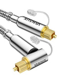 VANAUX 90-Degree Optical Audio Cable 3FT,Premium Fiber Optic Toslink Cable(24K Gold-Plated Connectors,Aluminum Alloy Shell,Braided Jacket)Ideal for Tight Spaces,Home Theater,Soundbars,Gaming Consoles