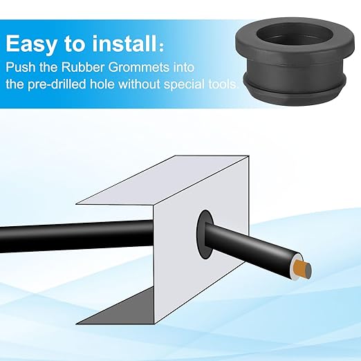 PATIKIL 26mm / 1 Inch Drill Hole,13/16 Inch ID Rubber Grommets, 3Pcs Top Hat Grommet for Wiring Eyelet Ring Gasket Automotive Firewall Cable Hole Plugs Wires Protection, Black