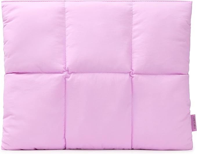 Comfyable Puffy Laptop Sleeve 15 Inch 16 Inch, Quilted Puffer Laptop Carrying Case for Women, Pillow Pouch Compatible for MacBook Air 15 in M4 2025 & MacBook Pro 16 in M4 2024, Lavender