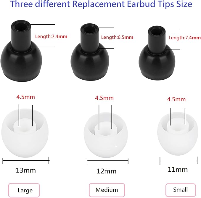 36 Pieces Medium Earbud Tips Soft and Comfortable Ear Bud Replacement Pieces Silicone Fit Most in-Ear Headphones，Inner Hole 3.8mm -5.5mm，Medium White Earbud Replacement Tips
