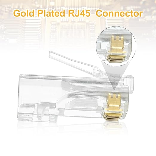 MECCANIXITY 60pcs Cat6 RJ45 Pass Through Connectors, RJ45 Connector 8P8C Gold Plated Plugs with 60pcs Green Strain Relief Boots for Solid or Stranded UTP Ethernet Cable, 1.1mm