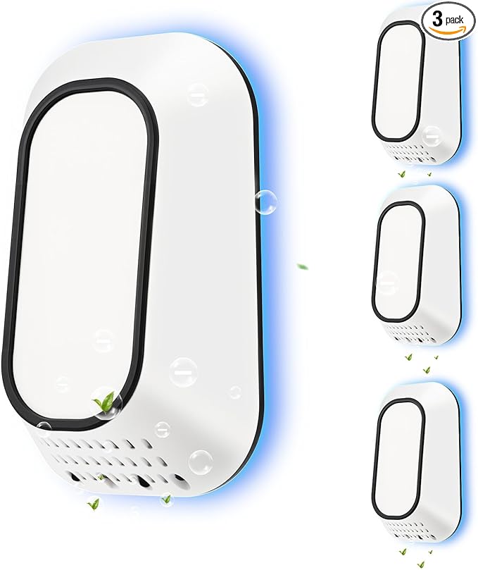 Plug In Ionizer Air Purifier With 4 Negative Ion Output Heads,Small Air Freshener With Backlight,Quiet and Energy-Saving, Ideal Air Cleaners for Home,Bedroom,Office,Living Room and Pet Room(3)