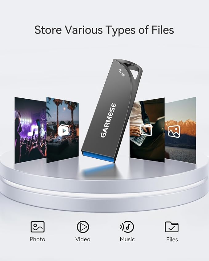 64GB USB 3.0 Flash Drive, 5-Pack Waterproof Metal USB Memory Stick, Slim Thumb Drive Portable Pen Drive with Keychain Hole Stylish Jump Drive for PC Computer Car