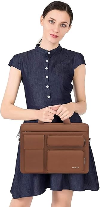 MOSISO Laptop Shoulder Bag, Computer Bag with 2 Raised&1 Flapover&1 Horizontal Pocket&Handle&Belt