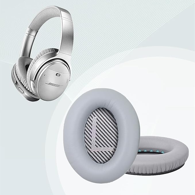 Replacement Earpads Cushions for Bose QuietComfort 35 & Quiet Comfort 35 II, Headphones Ear Covers Ear Pads for Bose QC35/QC35II/25/15 QC2 / Ae2 / Ae2i / Ae2W / Sound Link/Sound True-Grey