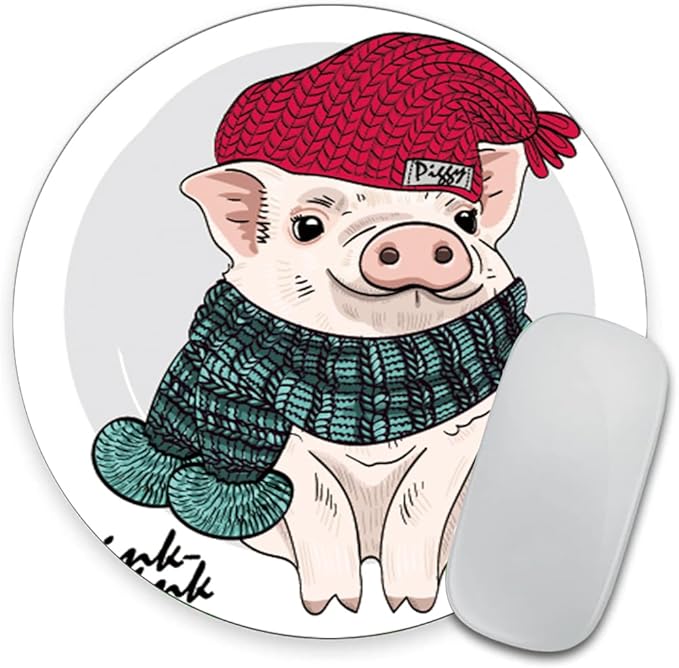 Cute Pig Round Mouse pad Customized Mousepad Non-Slip Rubber Base Mouse Pads for Computers Laptop Office Desk Accessories Mouse pad