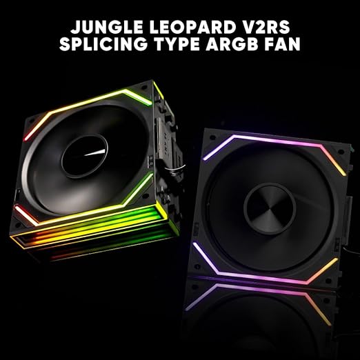 Jungle Leopard Interstellar V2 RS 120mm Case Fan Infinity Mirror Module Daisy-Chain ARGB Fan Triple Pack Suitable PC Cooling Fans 360mm AIO Cooler(Black-3Pack)