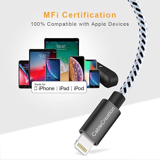 CableCreation 3-Pack Short iPhone Charging Cable 6 Inch/0.5ft, [MFi Certified] Lightning to USB Data Sync Cord, Compatible with iPhone 14/14 Pro, AirPods Pro, iPhone 13, 12, 11, iPad