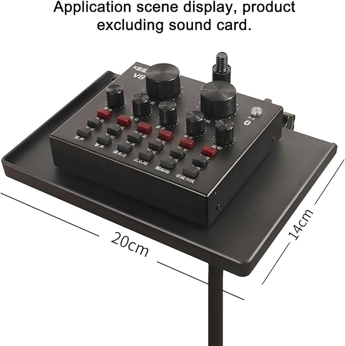 RTNLIT Microphone Stand Tray, Clamp On Firm Rack Tray Holder with 4.5 Pound Weight Capacity Adjustable Mic Stand Shelf for Live Streaming, Stage, Music Sheet, Karaoke, Recording, Podcast (7.9" × 5.5")