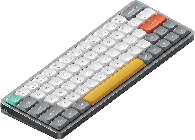 nuphy Air60 V2 Portable Wireless Keyboard 60% Low Profile Mechanical Keyboard Support QMK/VIA Compatible with Windows/mac OS/Linux Supports Bluetooth 5.1/2.4GHz/USB-C Grey-Gateron Wisteria Switch