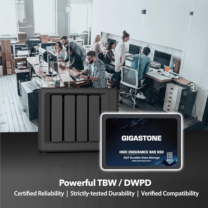 Gigastone 1TB NAS SSD Drive (12-Pack) 24/7 Durable TLC High Endurance RAID Data Storage Network Attached Storage 2.5" SATA Internal Solid State Hard Drives