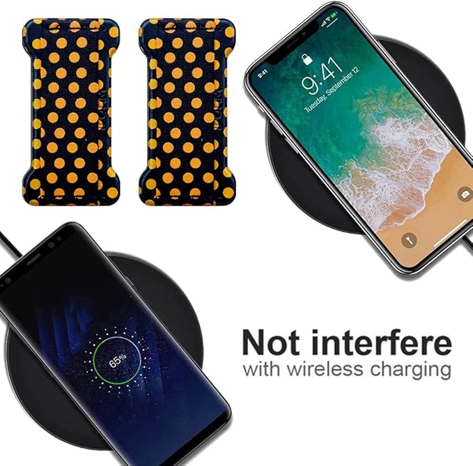 Phone Grip Holder for Hand, Universal Finger Strap Phone Holder, Finger Selfie Grip Compatible with Most Smartphones (Dot Yellow) - 2Pack
