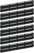 ICC CAT6 Patch Panel, UL Listed & PoE++ Rated Gigabit Applications, Rackmount 48 Port 2U 19-Inch Network Patch Panel with Rear 110 IDC Terminal Blocks for Gigabit Network Switch, Black, Pack of 6